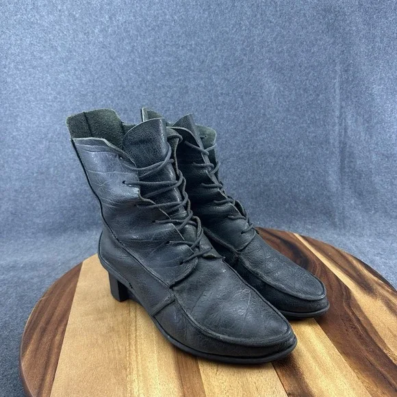 TRIPPEN Germany Women's Medieval Black Leather Platform Boots EU 39 US 8.5 - Picture 2 of 13